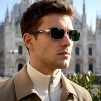 Gafas de Sol Unisex Rectangulares Vintage ZHENQI, Ligeras, Montura Metálica Completa, Protección UV400, Anti Luz Azul, Anti Radiación PC