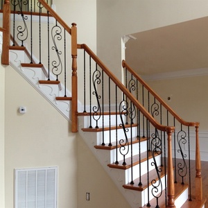 Outdoor Wrought Iron <strong>Hand</strong> <strong>Railings</strong> for Stairs with <strong>Wood</strong> - Product Image 3