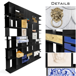 Vetrina Espositiva Personalizzabile con Cassetti Bifacciali, Armadio Contenitore a Parete o Divisorio <span class=keywords><strong>per</strong></span> Soggiorno di Villa - Product Image 6