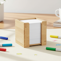 Porte-mémos en bambou naturel, distributeur de notes adhésives écologique pour l'organisation du bureau
