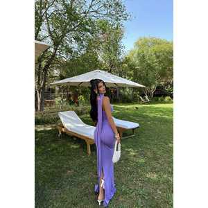 ชุดเดรสคลับสีม่วงแบบไม่มีสาย - Product Image 6