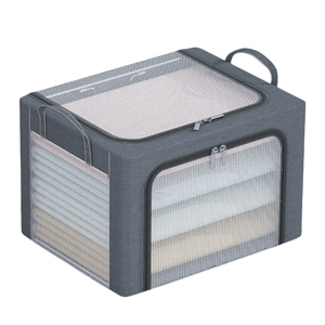 <strong>Cute</strong> Fashion Clothing <strong>Storage</strong> <strong>Bin</strong> Foldable Zipper Lid Container Organizer with 3 Big Clear Windows for Wardrobe Bedding Blankets - Product Image 3
