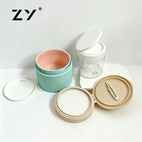 Emballages de crème pour soins du visage en plastique à double paroi avec logo personnalisé, pots pour masques cosmétiques avec couvercles