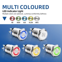 12/16/19/22/25/30mm BENLEE 12V lampu pengunci on OFF LED baja tahan karat menempel sesaat saklar tombol tekan logam