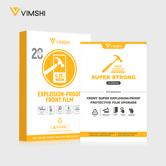 Vimshi 0.35mm Thick Durable Crystal clear Explosion-proof Self-Repairing Full Coverage TPU Protective Film for Mobile Phones