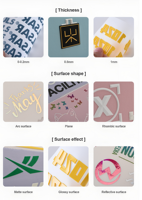 Autocollant de transfert thermique en silicone 3D personnalisé, étiquette de vêtement en soie avec logo pour t-shirts, étiquettes de transfert thermique