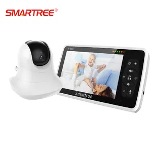 Moniteur pour bébé avec caméra et Audio 5 pouces vidéo Bluetooth moniteur pour bébé avec télécommande Vision nocturne panoramique-inclinaison conversation bidirectionnelle