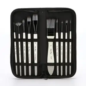 Paint Brush Set Hog Hairs Painting Brushes with a Carrying Case Perfect for Oil, Watercolor and Gouache Painting