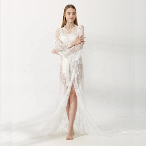 8289 Vestaglia da <span class=keywords><strong>Sposa</strong></span> Lunga Elegante e Sexy in Pizzo per Addio al Nubilato e Matrimonio - Product Image 5