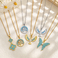 Collier Arbre de Vie en acier inoxydable plaqué or, résistant à la corrosion et à l'eau, best-seller TikTok de Fanhua Jewelry