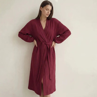 Peignoir en coton chaud et confortable pour la maison, avec ceinture et poche, pour usage quotidien intérieur, couleur personnalisable, directement de l'usine
