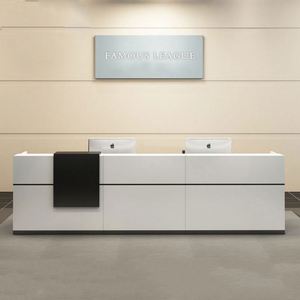 Recepción de ventas, mostrador de recepción, moderno, pequeño liderazgo, muebles de oficina de madera, Panel, gran oferta, Color blanco y blanco - Product Image 1