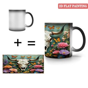 Frosted Black <b>Ceramic</b> <b>Mug</b> 11oz Heat Sensitive Color Changing Tea Cup Vintage Design - Product Image 4