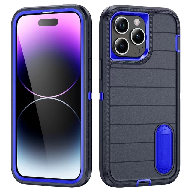 Raised Edge Camera Lens Protect Hard Plastic Rubber Protective Phone case with Stand for iPhone