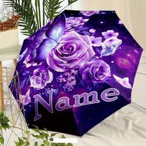 1 Parapluie Pliant Personnalisé Rose Papillon Sans MOQ, Cadeau Floral avec Nom, Impression UV, Parapluie Personnalisé Artistique - Product Image 3