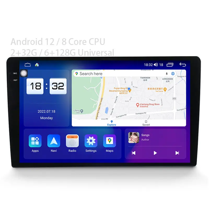 Mekede Universal 2Din Auto QLED Bildschirm navigation GPS Multimedia Android 11 12 Auto Video Player Radio Stereo Audio System