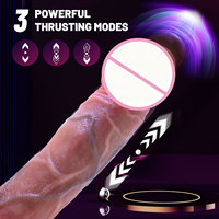 Beheizter Realistischer Teleskop-Stoßdildo Vibrator für Frauen Fernbedienung Silikon Weich Umweltfreundlich Wasserdicht G-Punkt Vagina