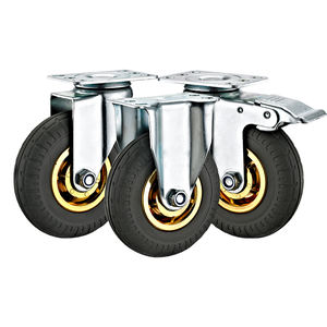 3''4''5'' Mittelschwere Industrierollen PP-Kern Graue Gummiräder Schwenkrollen für Handwagen Nutzwagen Leichte Maschinen - Product Image 3