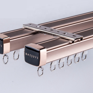 Rail de rideau en aluminium sur mesure, glissière silencieuse, support mural/plafond inclus, accessoire de quincaillerie de fenêtre moderne - Product Image 1