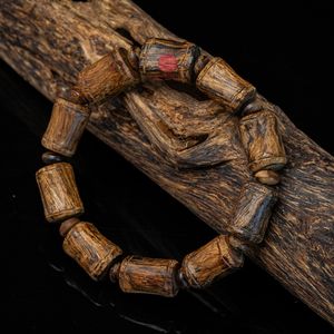 Bracelet en bois d'agar naturel (grande taille) – Bracelet en bois d'agar décomposé en forme de bambou, grande taille, bijoux en bois d'oud de qualité supérieure - Product Image 1