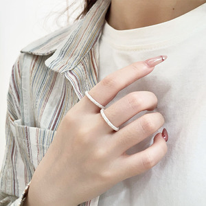Yinruitai S925 Sterling Silver Textured <b>Ring</b> Geometric <b>Open</b> Minimalist Index Finger <b>Ring</b> Everyday Wear Women's Jewelry - Product Image 1