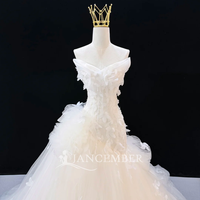 Gaun Pengantin Mermaid Tanpa Tali Warna Ivory Jancember JFH170 Bergaya dengan Hiasan Bunga 3D untuk Pesta