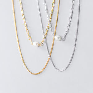 Collier en argent S925 pour femmes, version coréenne, fraîcheur tentante, chaîne de perles simple et fraîche avec personnalité, chaîne de clavicule D9110 - Product Image 2