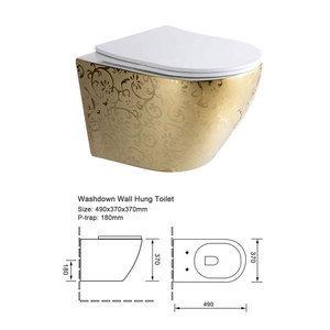 <span class=keywords><strong>Wc</strong></span> salle de bain en céramique or et <span class=keywords><strong>noir</strong></span>, toilette murale, bon marché, chinois, livraison gratuite - Product Image 6