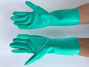 قفازات خضراء غير مبطنة بمادة النتريل مقاومة للمواد الكيميائية قفازات مزخرفة بالماس مع قفازات عمل بمقبض - Product Image 5