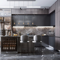 Ensembles d'armoires de cuisine classiques SANTOPOVA 2023 avec comptoirs en stratifié et en résine, robinet, grand rangement, design moderne