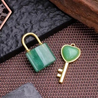 40mm Bijoux Spirituels Pierre de Cristal Artisanat Naturel Sculpté Multi Couleur Quartz Rose Clé de Serrure Coeur pour Cadeau de Saint Valentin