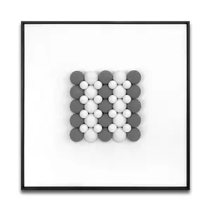 Wholesale Hot Sale Modern Gray Balls Arraying Mosaic Leather 3D Framed Wall Decoration For Hotel Room