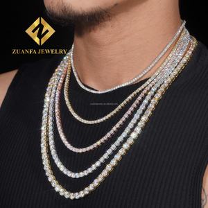 Best Selling Bulk Stock <b>Iced</b> Out <b>Chains</b> Silver S925 2mm 3mm 4mm 5mm 6.5mm VVS1 Moissanite Tennis <b>Chain</b> Necklace Women and Men - Product Image 1