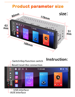 Autoradio 1 DIN de 6.36 pouces avec GPS et TV monté sur tableau de bord BT stéréo USB DVR lecteur multimédia lecteur MP3 MP5