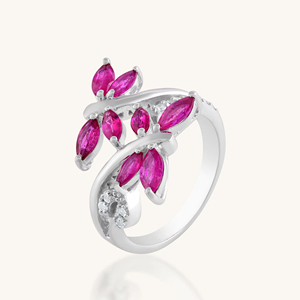 แหวนทับทิมและเพชรแท้ เงินแท้ 92.5 รุ่น KLSR-11059 - Product Image 1