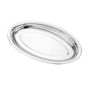 Plateau de Service Ovale en Forme d'Œuf en Acier Inoxydable, Design Contemporain, Motif Personnalisable, Poli, Écologique et Non Toxique pour Fêtes - Product Image 1