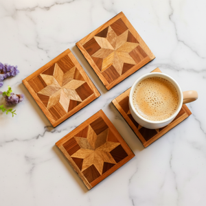 Export Quality Artisan Acacia Wooden Coaster <b>Set</b> for Coffee Tea & <b>Beverage</b> <b>Serving</b> Available At Export Quality And Price - Product Image 1