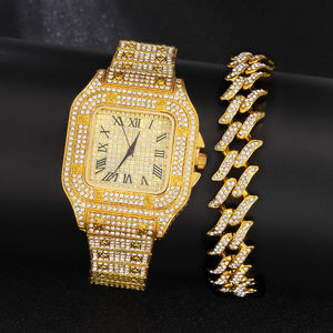 ชุดของขวัญนาฬิกาแฟชั่นแบบ Iced Out พร้อมสร้อยคอและกำไลแบบคิวบา ชุดเครื่องประดับฮิปฮอปสำหรับผู้ชาย นาฬิกาสีเงิน ของขวัญวันหยุดสำหรับผู้ชาย - Product Image 6