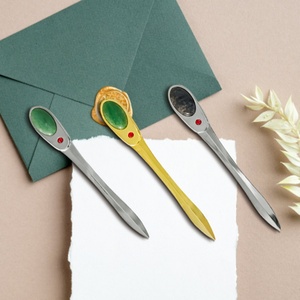 Ouvre-lettre en forme de règle, lame de coupe arrondie, coupe-cartes argenté, idéal pour la lecture et le design DIY - Product Image 2