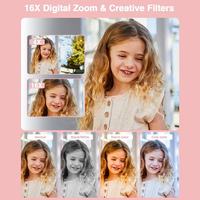 Appareil photo numérique compact 4K pour enfants, vidéo, carte SD 32 Go, zoom, appareil photo portable à pointer et à prendre, pour étudiants, enfants, appareil photo numérique