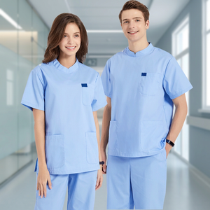 Blouses Médicales Unisexe Bleu Clair avec Poches en Coton et Polyester Tissé – Uniformes Hospitaliers avec Détection d'Aiguilles – Articles en Stock - Product Image 3