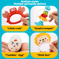Lot de 10 hochets en plastique à motifs de dessins animés, sonnettes à main, jouets d'éveil pour bébés