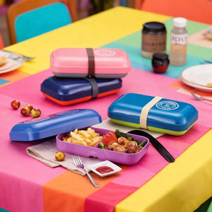 Bangduo <b>Lunch</b> <b>Box</b> Single Layer <b>Plastic</b> With Strap Large Size Salad Container Rectangle Shape For All Users - Product Image 2