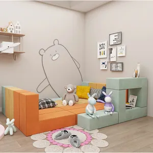 Sofá moderno de juegos para niños, sofá cama modular seccional sin brazos con relleno de espuma súper cómodo para sala de estar