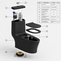 Réservoir d'eau intégré, toilette automatique, chasse d'eau automatique par capteur, lavage à l'eau chaude, télécommande, céramique
