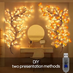 <span class=keywords><strong>Guirlande</strong></span> Lumineuse Flexible en Forme de Vigne avec Motifs de Fleurs de Prunier et de Feuilles d'Érable, avec Télécommande, pour la Décoration de Chambre et d'Événements de Noël - Product Image 2