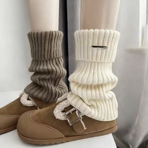 Zhuji Wool Leg Warmers Women Over The Knee Thick Warm Solid Color <b>Socks</b> Autumn Winter Knit Slouch <b>Socks</b> With Metal Label - Product Image 3