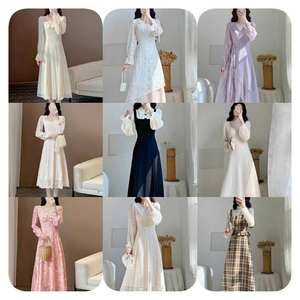 Robe décontractée en mousseline de soie à imprimé floral et col en V pour femme, haute qualité, vente en gros - Product Image 3