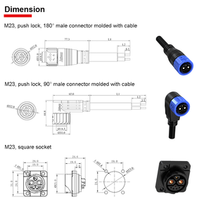 Conectores Impermeables IP67 Jnicon <span class=keywords><strong>M23</strong></span> 2+1+5 Pines 50A+15A+5A para Baterías de Litio - Product Image 4