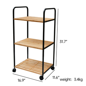 Bamboo 3-Tier <b>Rolling</b> Utility <b>Cart</b>, 3 Tier <b>Rolling</b> <b>Cart</b>, <b>Rolling</b> <b>Carts</b> with Wheels, Storage <b>Cart</b> - Product Image 6